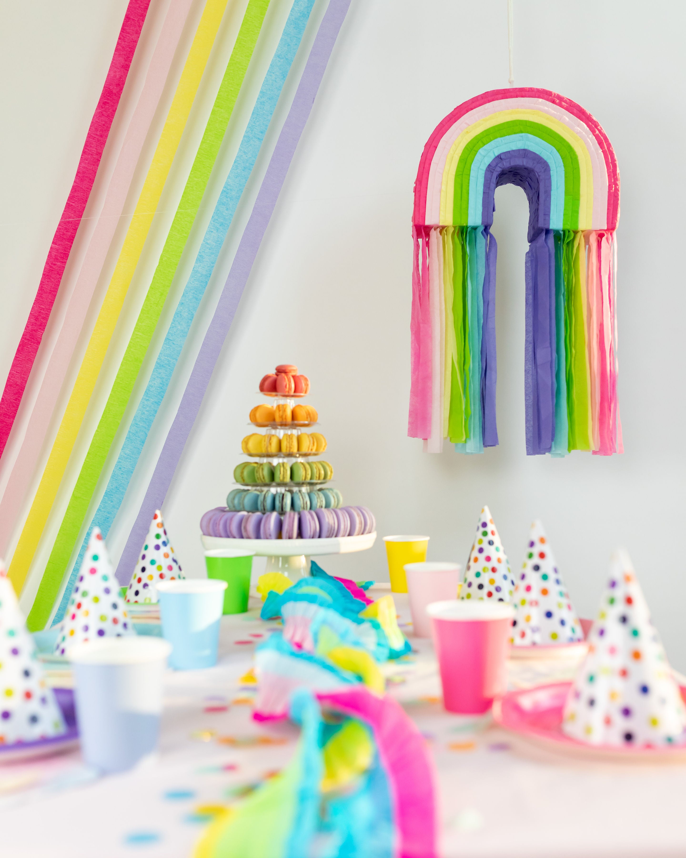 Pastel-Rainbow Party-Decorations Supplies Streamers Garland - Pastel Rainbow