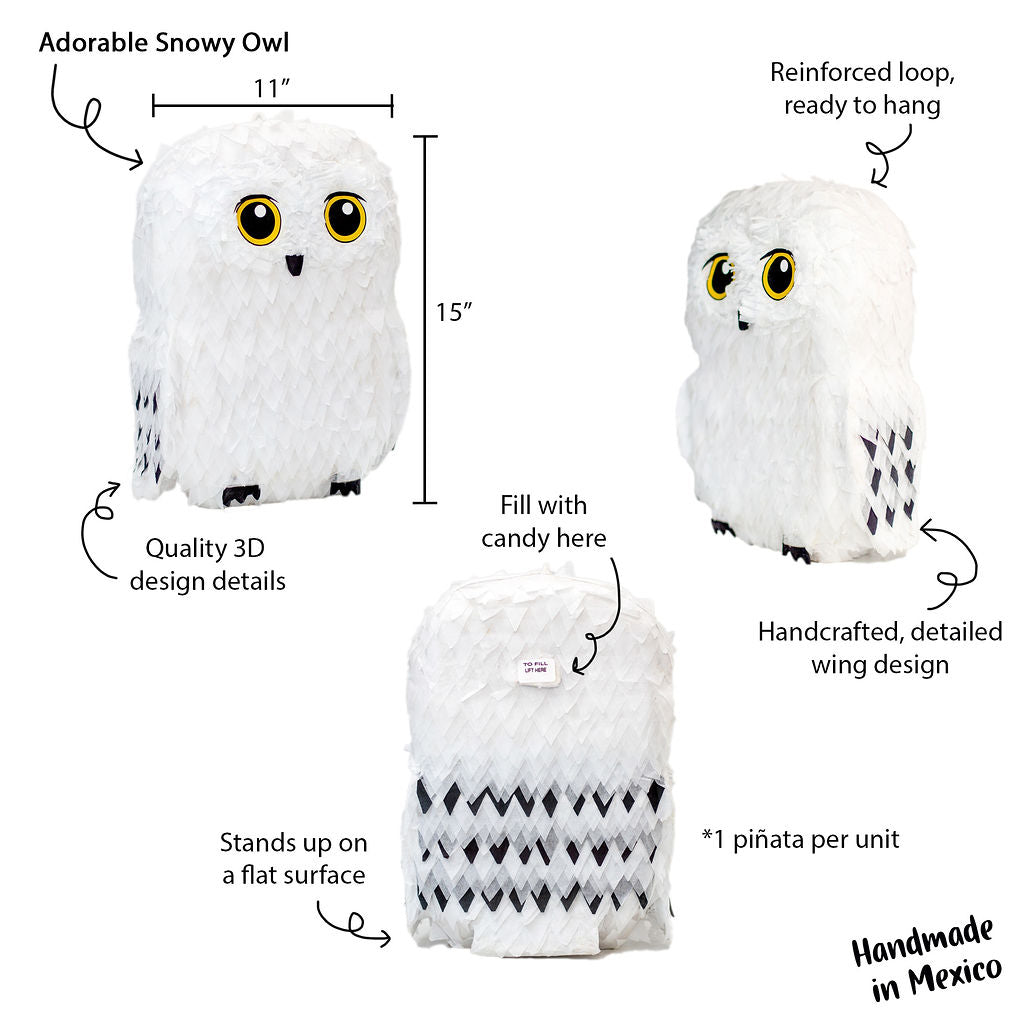 Riles & Bash Snowy White Owl 3D Pinata_Harry Potter Pinata_Magical Wizard Pinata